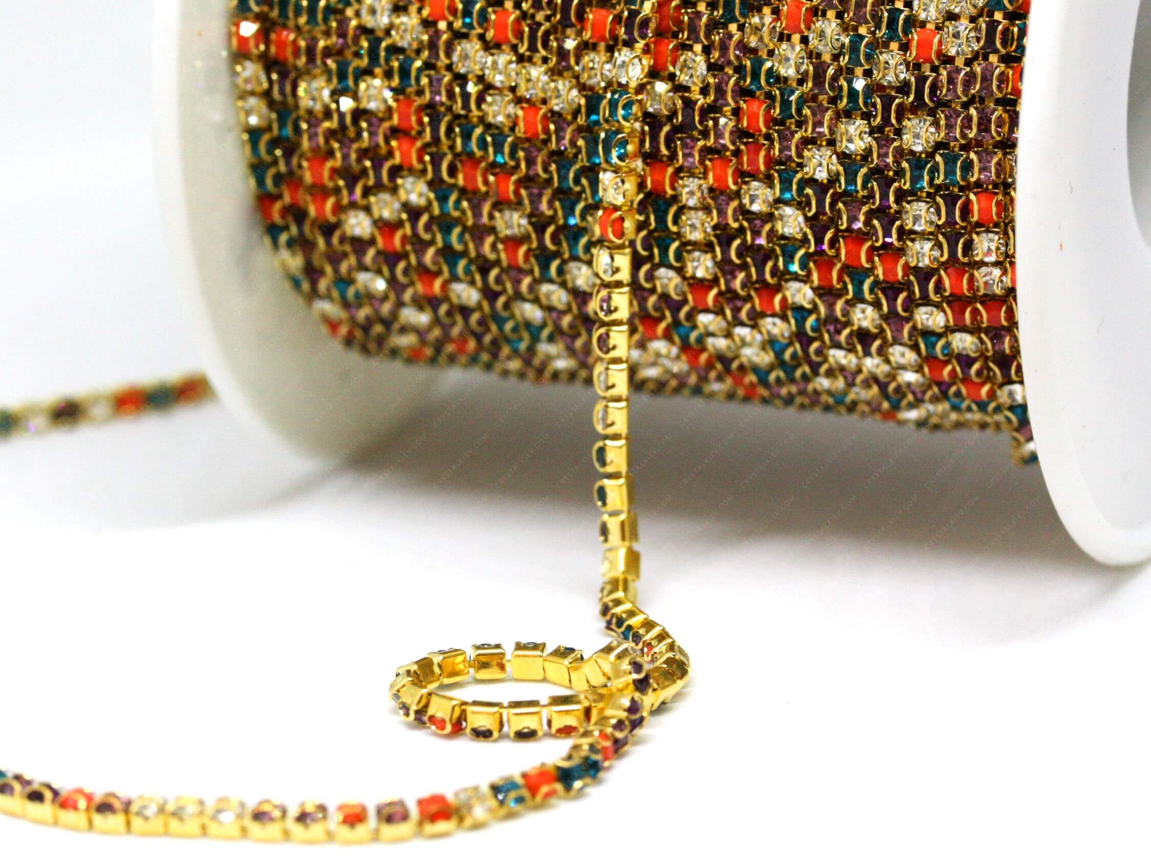 MIX Стрічка Gold +Coral/Blue/Crystal/Amethyst
